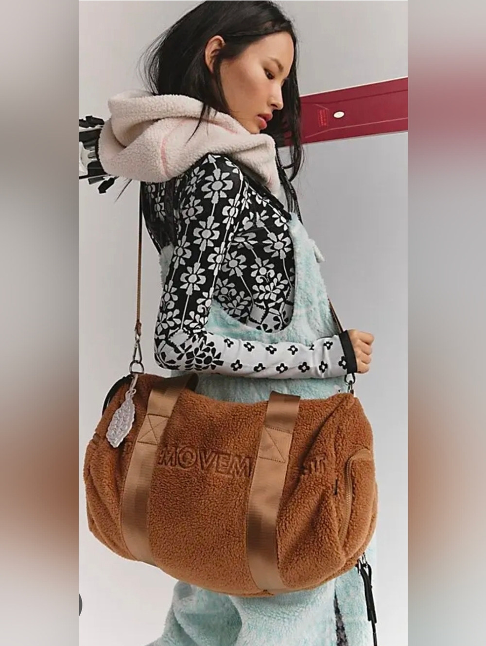 Free People Movement X Zip Pink Sherpa Tote Bag